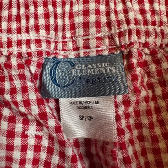 Vintage Red & White Gingham Floral Embroidery Capri Pants Women's Small Petite - Picture 5 of 7